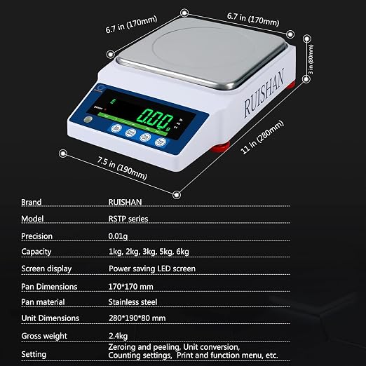 Large Range Lab Scale - 6kg Precision Electronic Digital Analytical Balance Scale