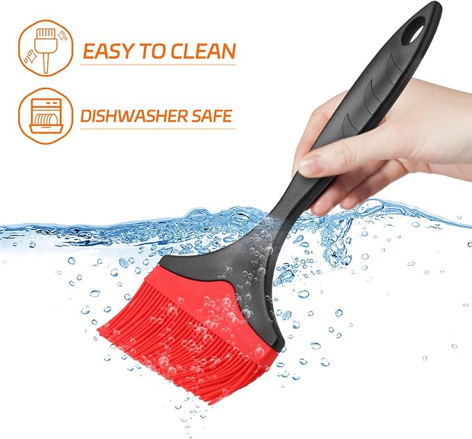 Large Silicone Basting Pastry Brush - Silicone Basting Brush for Grilling,Heat Resistant Brushes Spread Oil Butter Sauce for Cooking Baking BBQ,3.95inch Extra Wide Grill Basting Brush（Red 2）