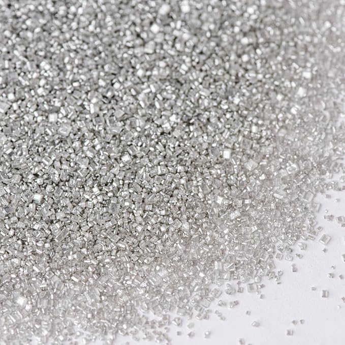 Sweets Indeed Silver Decorating Sugar – Metallic Silver Sanding Sugar Crystals for Baking & Decorating Cupcakes, Cookies, Cakes & Desserts – Wedding, Holiday & Party Topping – 5.11 ounces