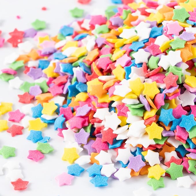 Rainbow Sprinkles for Cake Decorating Edible Star Confetti Sprinkles Mix for Cake, Baking, Ice Cream, Cookies, Cupcake Topper 4.2 OZ
