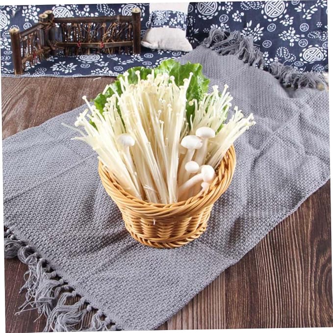 INOOMP Rattan Woven Storage Basket for Fruits and Bread, Handcrafted Wicker Organizer with Open Top, Natural Rattan Material, Suitable for Kitchen Counter and Dining Table Use
