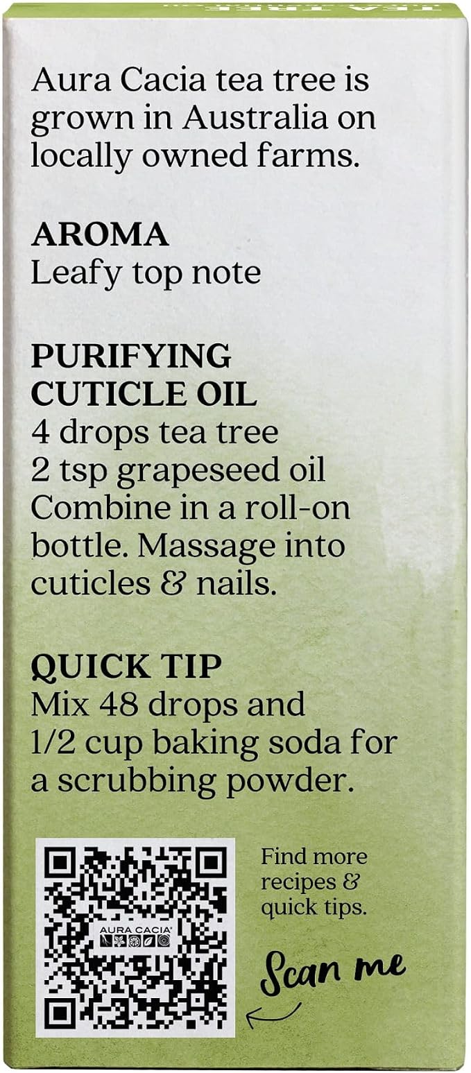 Aura Cacia 100% Pure Tea Tree Essential Oil, 100% Pure Therapeutic Grade, 15 ml in Box, Melaleuca alternifolia