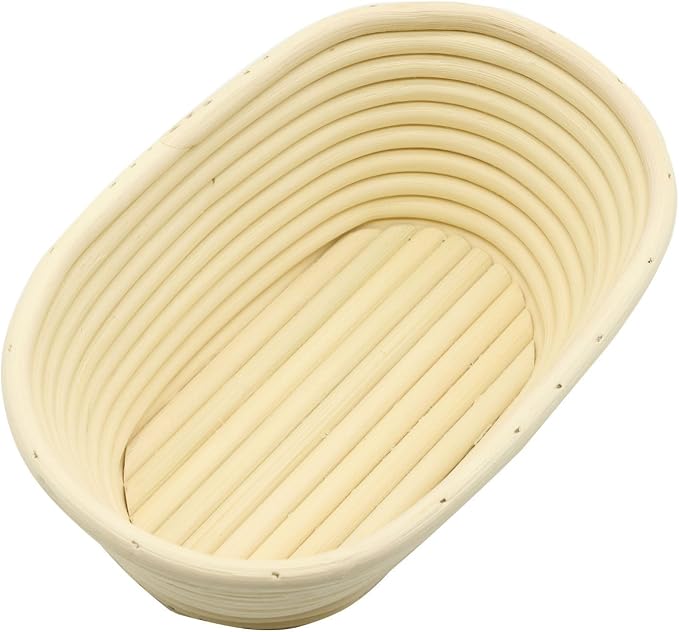 BetterJonny 8 inch Oval Banneton Bread Proofing Basket, Artisan Bread Dough Proofing Rattan Basket +Liner Combo for Professional and Home Bakers