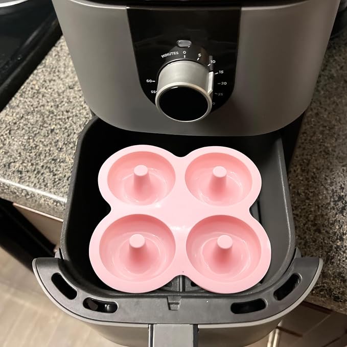 2 Pcs Air Fryer Donut Mold,Donut Pan,Reusable Donut Molds, Silicone doughnut mold, Cavity Non-Stick Bagel Pan,Air Fryer Accessories, Donut Pan for Baking