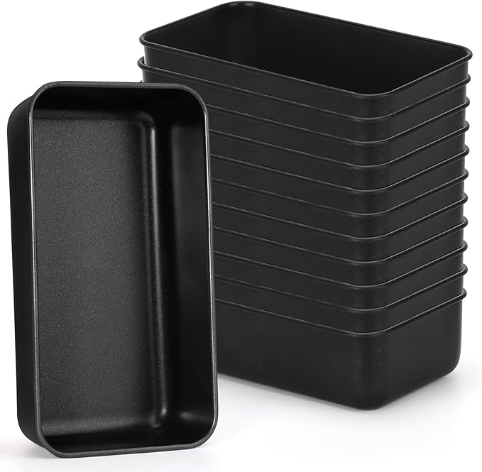 P&P CHEF Loaf Pan Set, 9 x 5 Inch Bread Pans, Stainless Steel Loaf Toast Baking Pans For Bread Meatloaf Lasagna Cake, Healthy & Non Toxic, Oven Safe& Easy Clean, (Black, 12Pcs)