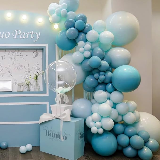 Voircoloria 130pcs Peacock Blue Balloons Different Sizes 18" 12" 10" 5" Teal Blue Latex Balloon Garland Arch Kit for Birthday Baby Shower Graduation Wedding Gender Reveal Anniversary Party Decorations