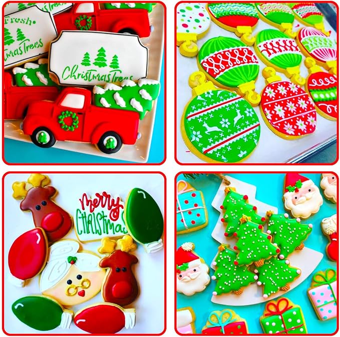 Christmas Ornament Cookie Cutters 8Pcs, Large Cookie Cutters Sturdy Stainless Steel Fondant Dough Cutters for Baking Christmas Decoration