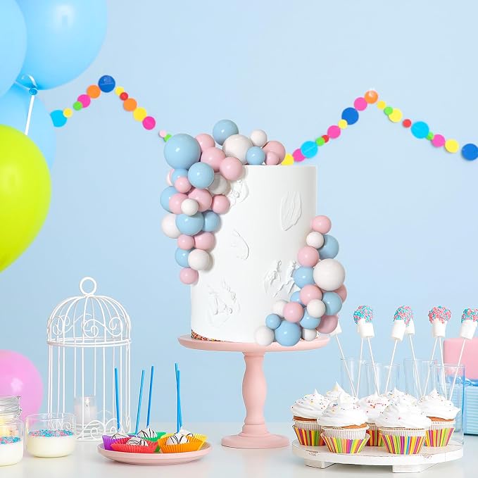75 Pcs Cake Balls Topper Decorations Foam Cupcake Topper Mini Balloon Cake Topper Balls Cake Picks for Cake Deco Birthday Party Wedding（Blue,Pink,Gold）