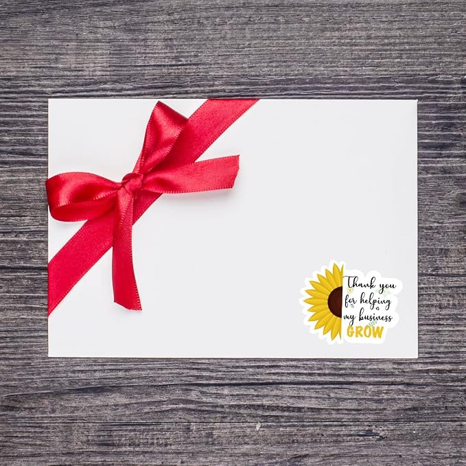 Wailozco Sunflower Thank You Stickers,Thank You for Helping My Business Grow Sticker for Small Business Handmade Shop Online Retailers Envelopes Mail 500 Labels Per Roll