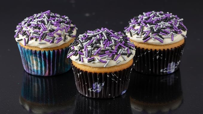 NCS Black, Pearlized Purple & Silver Jimmies Edible Sprinkles – Cupcake, Cake & Cookie Decorations, 7 oz