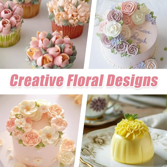 Jiozermi Extra Large Russian Piping Tip, Stainless Steel Flower Frosting Tip Icing Nozzle Floral Icing Nozzle for Birthday Cake Cupcake Decorating Frosting, Cream Baking Cookie DIY, SL40