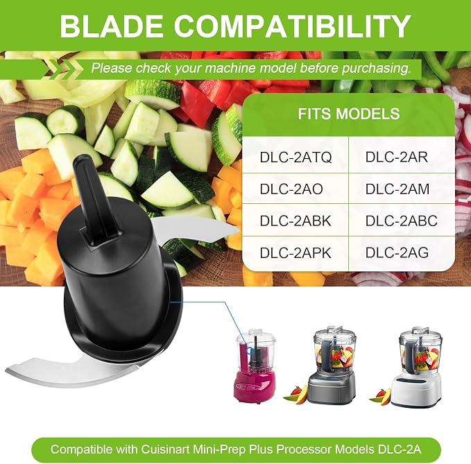 DLC-2ACBN Blade for Cuisinart Mini Prep Plus Food Processor DLC-2ABC | Food Processor Chopping Blade Compatible with Cuisinart Mini Prep Plus Replacement Parts, Fits Models DLC-2A Only