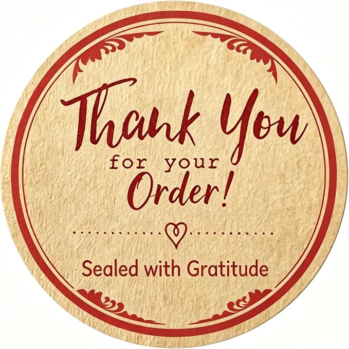 500Pcs Thank You Stickers, 1.5 Inch Thank You for Supporting My Small Business Stickers, Packaging Labels Neutral Color for Bakery Bags, Gift Wrap and Small Business Supplies (Brown Yellow)
