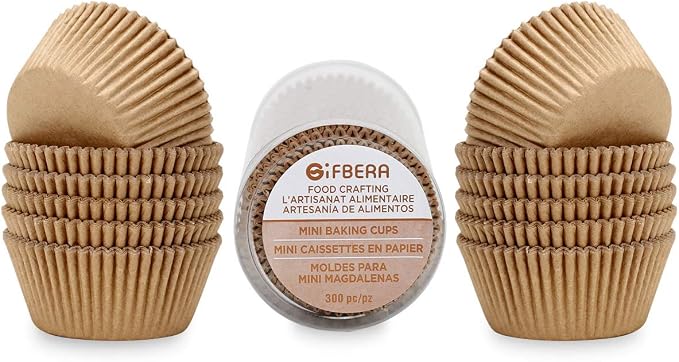 Gifbera Odorless Parchment Mini Cupcake Muffin Liners - Greaseproof Natural Paper Baking Cups, 300-Count