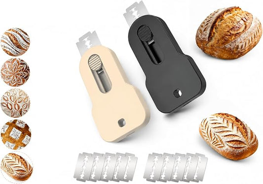 2 Pack Bread Lame Sourdough Scoring Tool, Extractable Bread Scoring Tool, Scoring Knife for Bread Baking, Bread Razor for Homemade Bread, Sourdough Scorer Tool, 10 Replacement Razor Blades