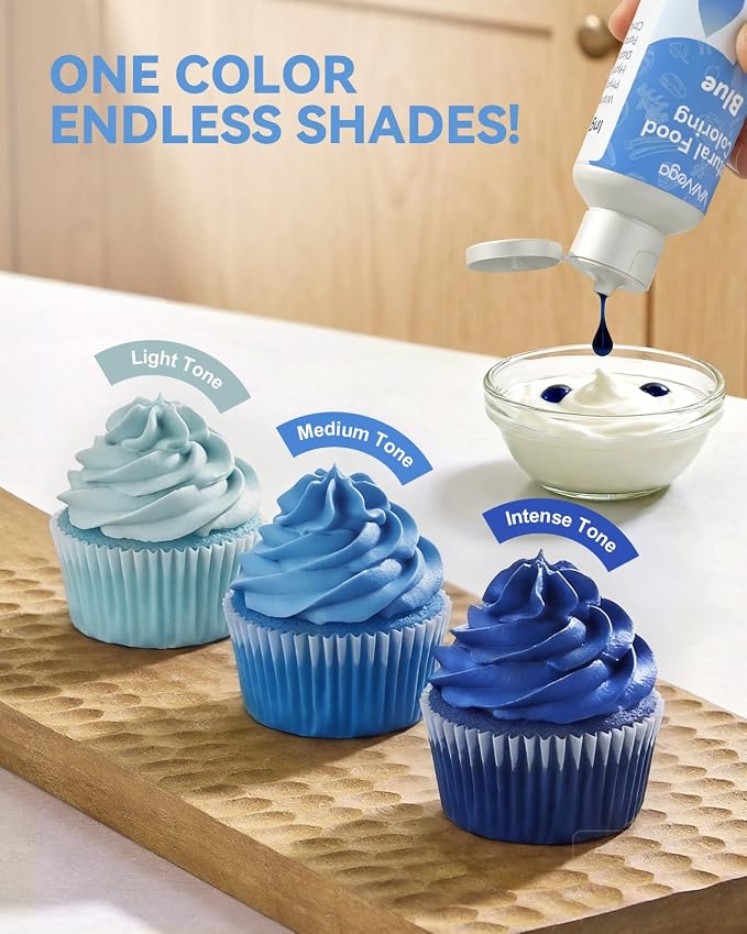 Dye-Free Food Coloring, Natural Food Coloring Gel No Artificial Dyes, Non-Toxic, Natural Food Dye for Icing, Frosting, Cake Decorating, 40 Milliliters - Blue