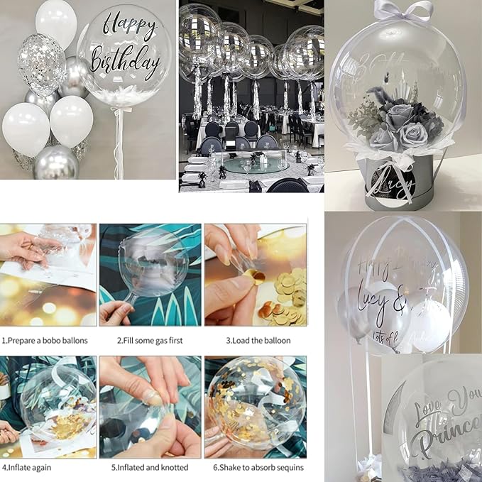 White Silver Balloon Arch Kit Garland with Grey Clear Balloons for Birthday Winter Wonderland Baby Shower Bridal Shower Engagement Wedding Anniversary Party Decorations
