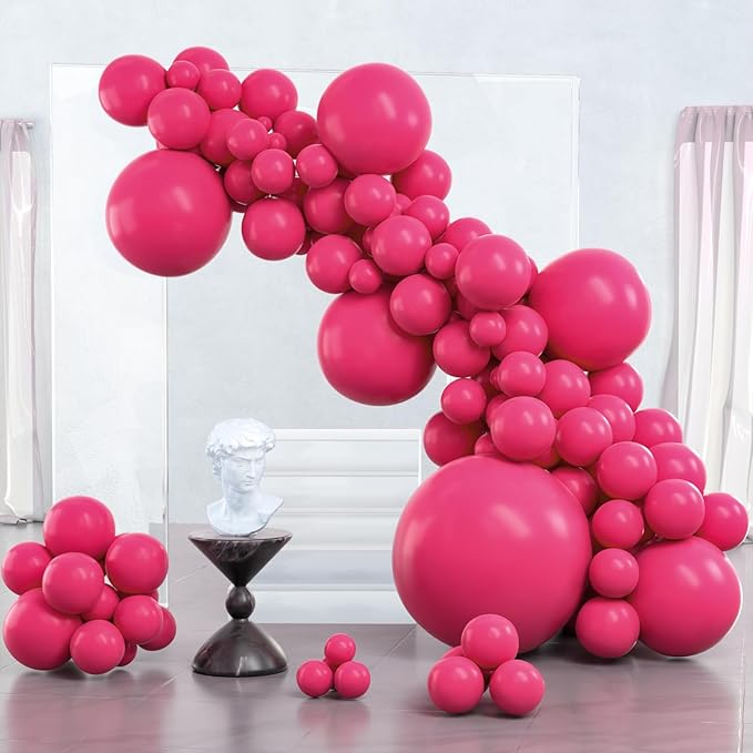 PartyWoo Hot Pink Balloons 127pcs Different Sizes of 36 18 12 10 5 Inch Magenta Fuchsia Balloon Arch Kit for Baby Shower Bachelorette Wedding Bridal Shower Birthday Party Decorations Pink-Y12