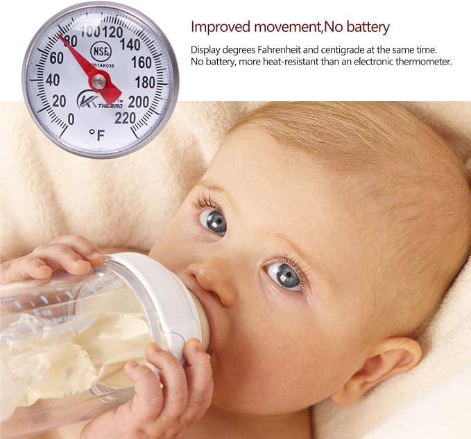 KT THERMO Instant Read 1-Inch Dial Thermometer(2-Pack),Best for The Coffee Drinks,Chocolate Milk Foam