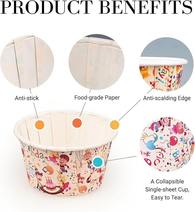 Cupcake Liners 50 Pack, Miliocry 3.5oz Mini Cupcake Cups for Baking, Disposable Paper Baking Cups Cake Containers Muffin Liners Wrappers Holders for Wedding Birthday Party