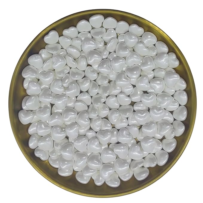 White Heart Sprinkles Edible Heart Cake Decorating Cake Decorations Cupcake Toppers Cookie Decorating Perfect for Cakes, Cupcakes, Desserts Toppings 3OZ