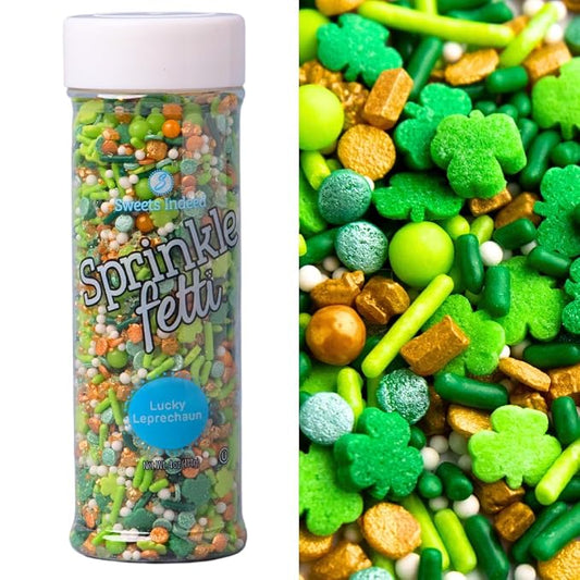 Sweets Indeed St Patricks Day Sprinkles – Green and Gold Shamrock Clover Sprinkles for Baking, Cake Decorating, Cupcakes, Cookies & Desserts – Festive Irish Holiday Sugar Decorations – 4 ounces