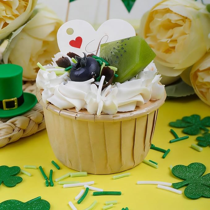St Patrick's Day Sprinkles, Edible Green and White Jimmies Mix for Baking Topping, Cupcakes, Cookies, Ice Cream & Cake Decorating, Irish Party Christmas Festival Supplies