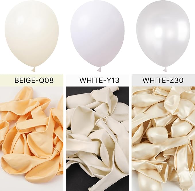 PartyWoo White Balloons 100 pcs Different Sizes Pack of 36 18 12 10 5 Inch Matte White Latex Balloon Arch Kit Garland for Wedding Bridal Graduation Baby Shower Birthday Party Decorations White-Y13