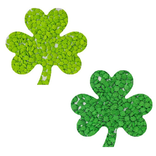 Edible St. Patricks Day Sprinkles, Mini Green&Dark Green Shamrock Sprinkles Clover for Ice Cream Cupcakes Baking Cookies Cake Topping and Cake Decorating, 3.4 oz