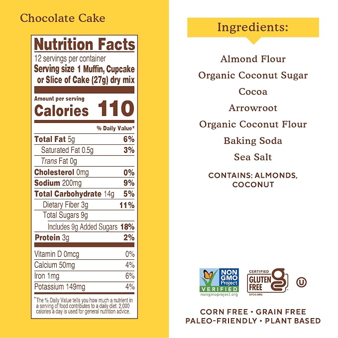 Simple Mills, Chocolate Muffin & Cake Almond Flour Mix, 11.2 Ounce (Pack of 2)