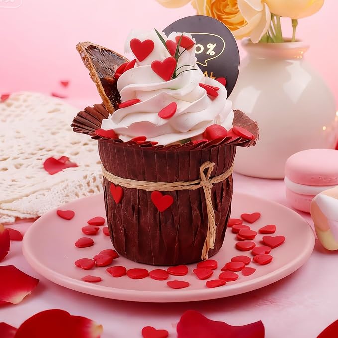 Red Heart Sprinkles for Baking Edible, Mothers Day Sprinkles for Cake, Cupcake, Cookies, and Ice Cream Toppings
