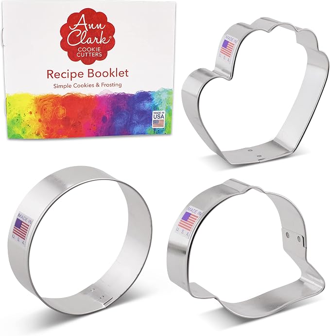 Ann Clark Baseball Cookie Cutters 3-Pc. Set (Ball, Glove, Hat) Made in the USA