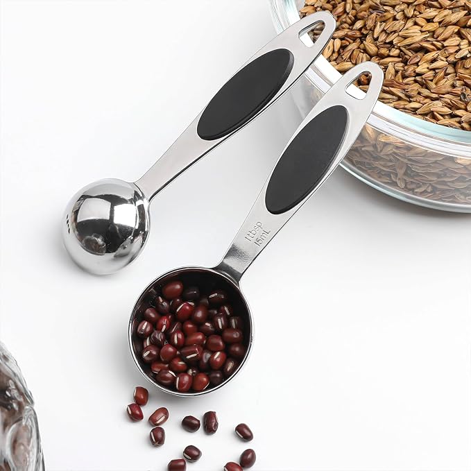 Magnetic Measuring Spoons Set Stainless Steel Measuring Spoons,Tablespoon Measuring Spoon for Dry and Liquid Ingredients (5, Black)