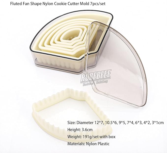 Multi-Shape Nylon Cookie Molds Round Square Star Plastic Geometry Biscuit Cutter Dough Mousse Bread Slicer DIY Bakery Utensils (Fluted Fan)