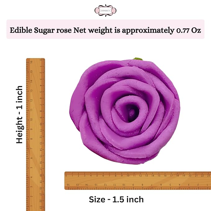 Confect Edible Fuchsia Pink Roses (12 Pack) – Vegan, Gluten-Free Flower Decor for Baking Cakes, Cupcakes, and Doughnuts