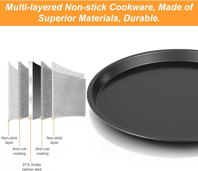 10 Inch Cookie Cake Pan, Round Cake Pan Round Cookie Sheet Nonstick Giant Shollow Baking Pans Cakes Tray Pans for Home Kitchen Baking