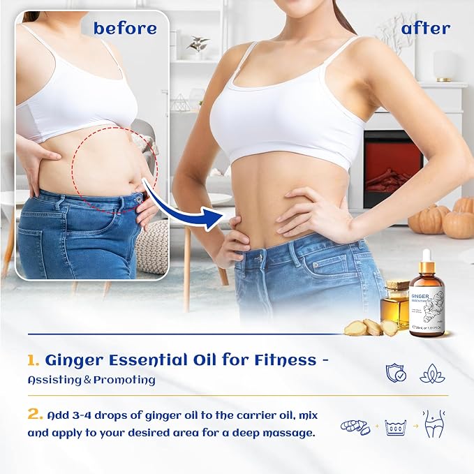 HIQILI 1 Fl Oz Ginger Oil, Ginger Essential Oil for Hair, Massage, Skin - 30ml