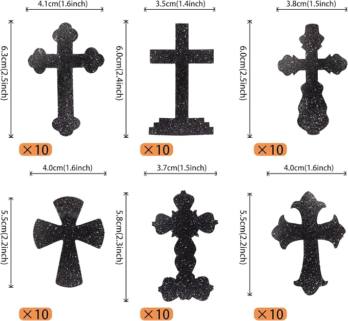60 PCS Edible Cross Cupcake Toppers Wafer Paper God Bless Cupcake Toppers Edible Christian Baptism Cross Cupcake Picks for Religious Theme Baby Shower Birthday Party Cake Decorations Supplies Black