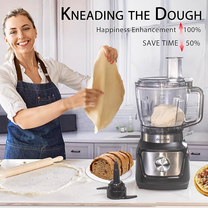 8-Cup Food Processor & Blender Combo, 1000W All-in-One Kitchen Blender for Ice Crushing, Smoothies & Dough, 24oz To-Go Cup, French Fry Cutter, Dishwasher Safe, Black