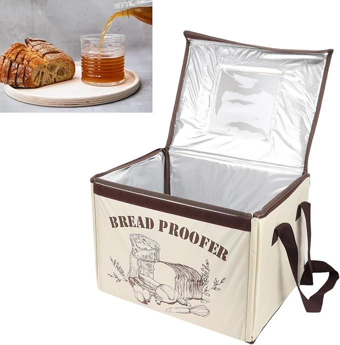 Asixxsix Foldable Bread Proofing Box, 50 to 113F Temp Control & 48H Timer, 3 Heating Zones Front View Window Dough Proofer for Sourdough Pizza Yogurt Kombucha, Space Saving Design (US Plug 110V)