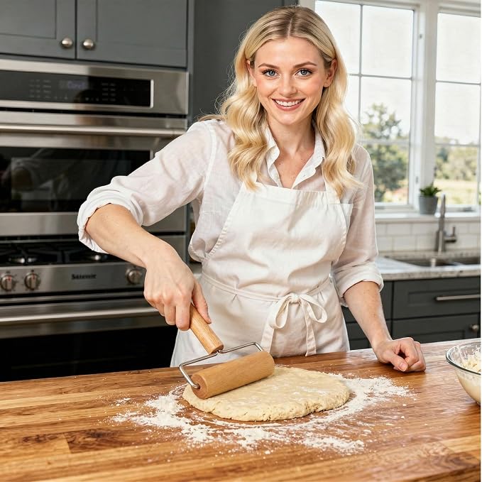Wooden Double-Ended Small Rolling Pin Pizza Dough Roller Pizza Roller | Non-Stick Dough Roller Baking Non-Stick Easy Clean Pizza Dough Roller for Pie Cookies Home Kitchen Baking Cooking