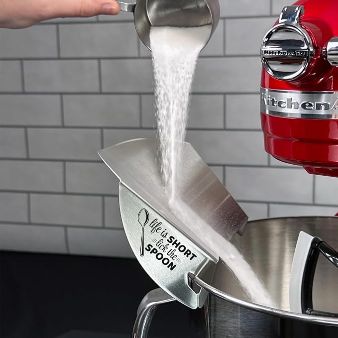 New Metro Design Pouring Chute Stand Mixer Replacement Pouring Shield with Unique Laser Etched Motto, Life is Short, Lick the Spoon