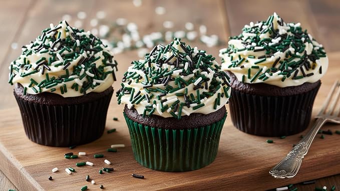 NCS New York Game Day Green, White & Black Jimmies Edible Sprinkles – Cupcake, Cake & Cookie Decorations, 7 oz