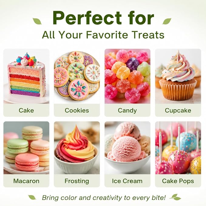 Natural Food Coloring Liquid Set – FD&C & Artificial Dye Free, 5 Color Edible Colorant for Baking, Cake Decorating, Frosting, Drinks, Crafts, Red/Pink/Green/Blue/Yellow, 6ml Each, Non-GMO, Gluten-Free