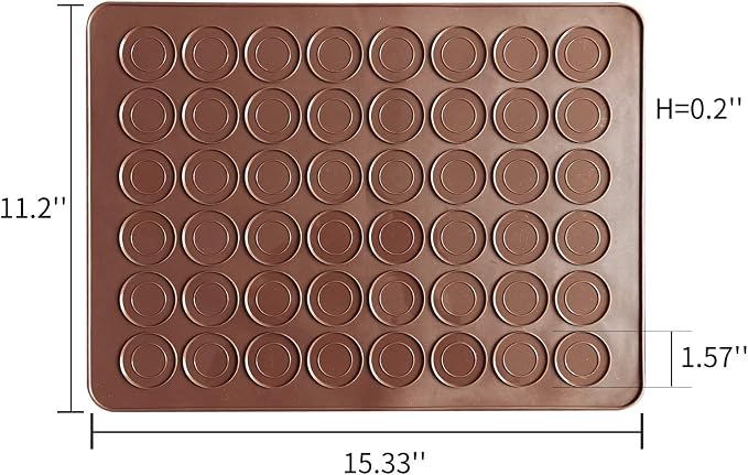 Silicone Macaron Baking Mats, 2 Non-Stick Silicone Baking Mats, Food Safe Baking Mat, Great For Macaron, Cookies, Bread, Pastry, Dessert (2Pcs 48Capavity)