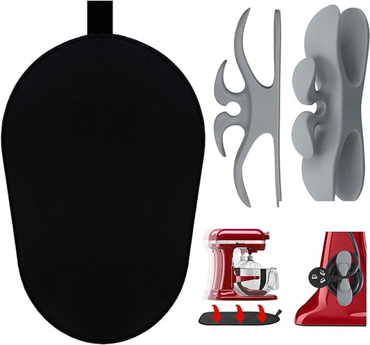 Sliding Mat for Kitchenaid Mixer with 2 Grey Kitchen Accessories, Mover Slider Mat Pad for 5-8 Qt Bowl-Lift Stand Mixer, Kitchen Appliance Slider Mat Compatible with Professional 600 Stand Mixer