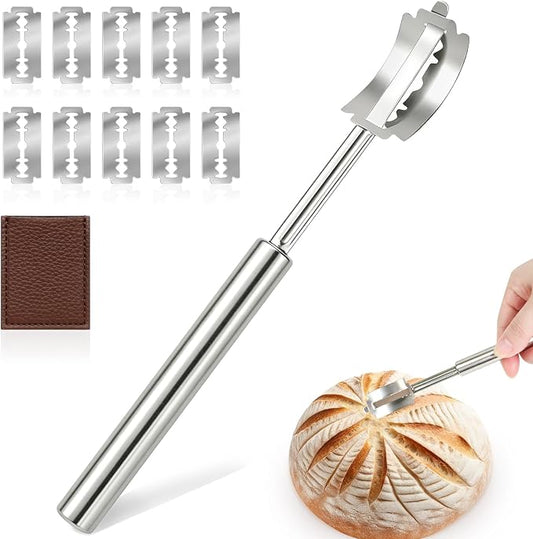 Bread Lame Sourdough Scoring Tool，304 Stainless Steel Bread Scoring Tool, Lame Bread Tool for Sourdough Bread,Sourdough Scorer Tool - Includes 10 Bread Razor Blades