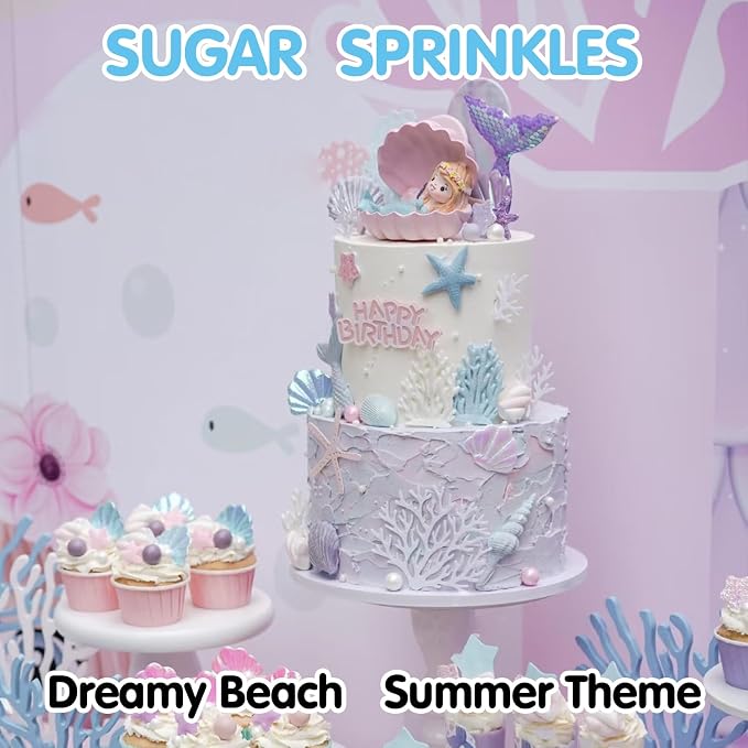 Sugarzy Edible Pink Sprinkles for Cake Decorating,130g/4.58oz,Purple Pink Pearl Sugar Sprinkle Mix Shell,Baking Candy Pearls Decorations,Perfect for Cookies,Donuts,Cupcake Topper,Birthday Holiday Party Supplies