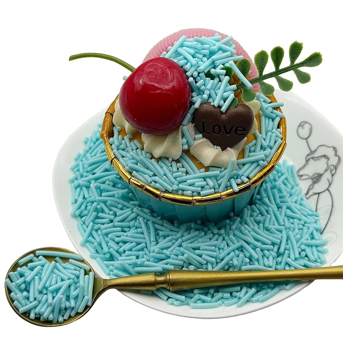 CandiJumpin Baby Blue Jimmy Sprinkles, Light Blue Sprinkles for Cake Decorating Edible Cake Jimmies Edible Crunchy Jimmies Ice Cream Toppings, Baby Shower Party Wedding Christmas Supplies 3 OZ