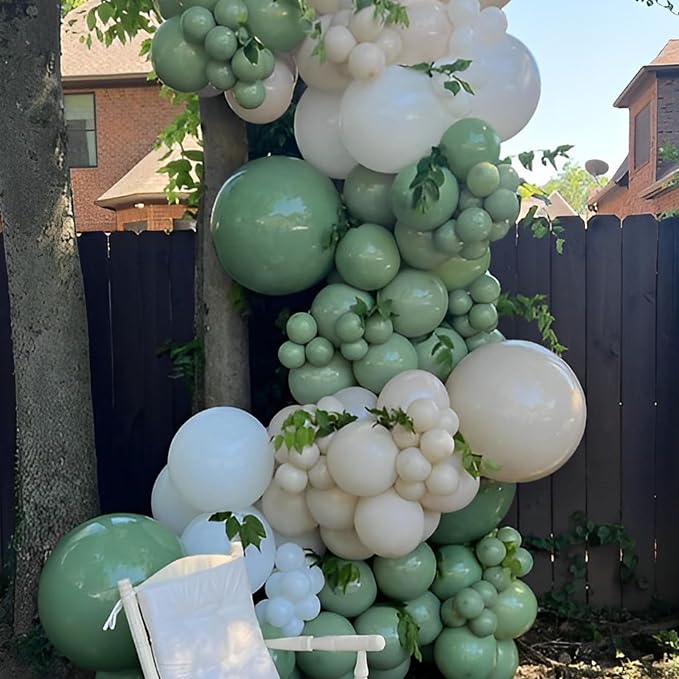 Voircoloria 110pcs Sage Green Balloons 12inch Olive Green Latex Party Balloons for Graduation, Wedding, Birthday, Bridal Shower, Baby Shower, Anniversary Party Decorations